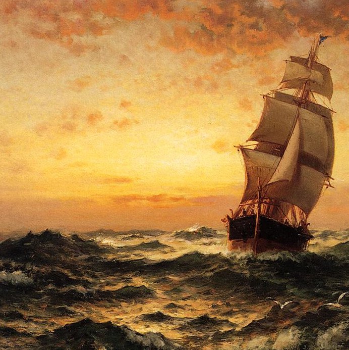 Edward Moran - Ship at Sea, Sunset.jpg